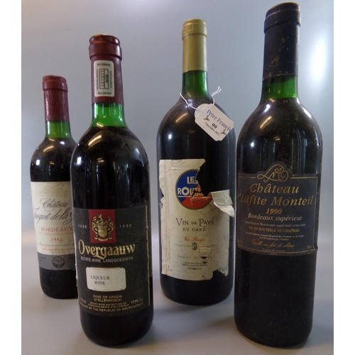 99 - Collection of assorted wines to include: 'Chateau Jacquet de la Grave Bordeaux 1992', 'Overgaauw' li... 