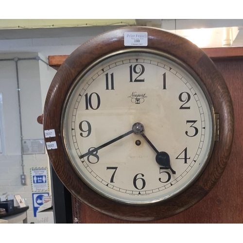 100 - Late 19th/early 20th Century single train oak framed wall clock marked 'Newport Jenkinson Winchester... 