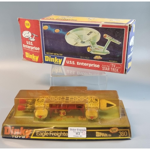 112 - Dinky Toys '358 U.S.S. Enterprise', together with a Dinky Toys '360 Eagle Freighter', both in origin... 