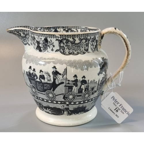 16 - Unusual 19th Century Commemorative Pearl ware Staffordshire transfer printed black and white pottery... 