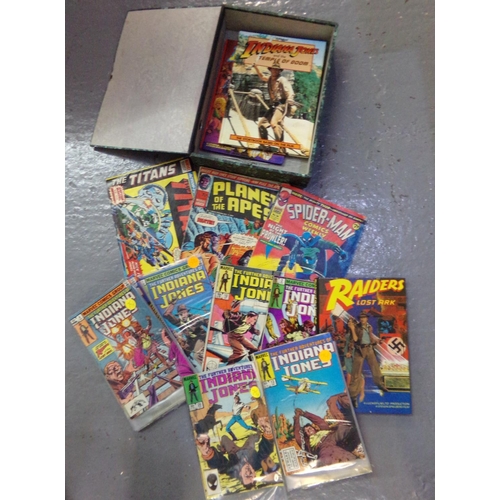 477 - Box file comprising assorted vintage comics, to include: Marvel Comics 'Raiders of The Lost Arc', 'T... 