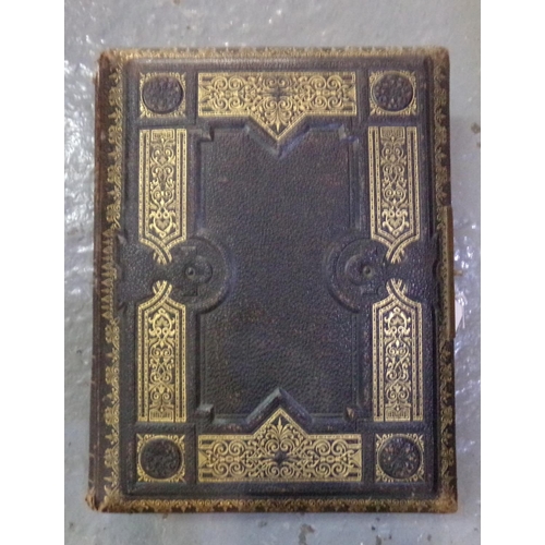 478 - Moroccan leather and gilt bound Victorian photo album musical box containing; various photographs, c... 