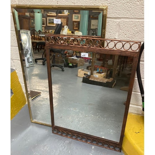 489 - Two modern mirrors, one with brass finish frame.  (2)   (B.P. 21% + VAT)