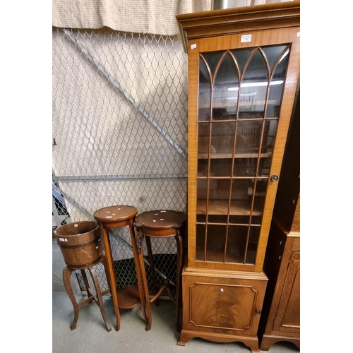 498 - Collection of furnishing items, to include: two mahogany jardinière stands, R A Lister & Co. Ltd. oa... 