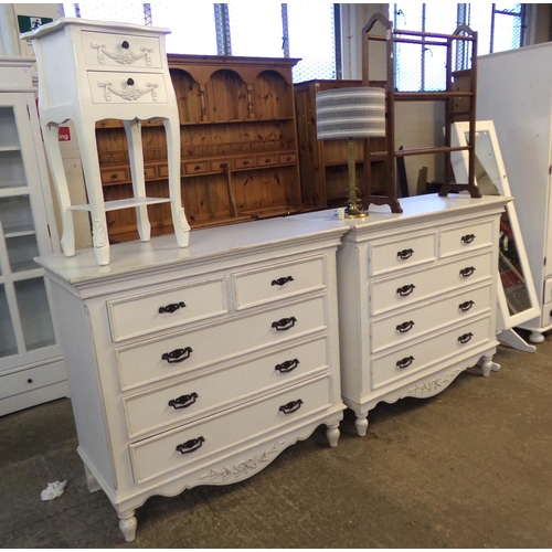 614 - Pair of modern 'Country Corner' straight front chests of two short and three long drawers in French ... 