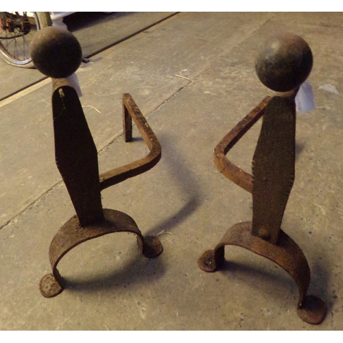 626 - Pair or wrought iron andirons.  (2)  (B.P. 21% + VAT)