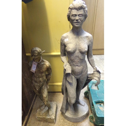 628 - Two garden figures: nude male, nude female.  The largest 85cm high approx.  (2)  (B.P. 21% + VAT)