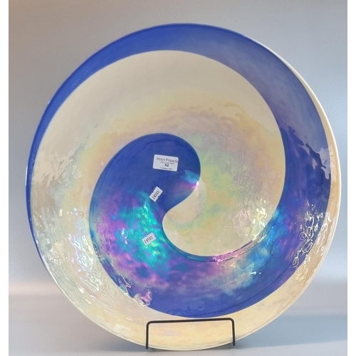 84 - Large Art Glass lustre and iridescent swirl design centre bowl.  The diameter 46cm approx.  (B.P. 21... 