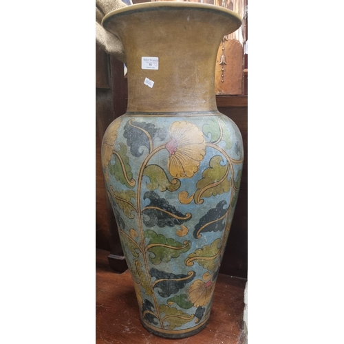 86 - Pair of Art Nouveau design pottery floor vases, overall with multi-coloured foliage.  73cm approx.  ... 