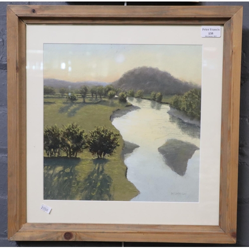 135 - David Cowdry (Welsh 20th century), The Towy Valley, probably showing Merlin's Hill, signed.  Oils on... 