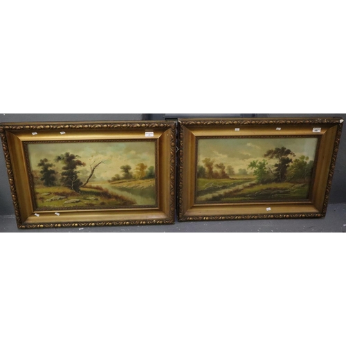 150 - British school, early 20th century, river scenes, a pair.  Oils on canvas.  35x58cm approx.  Framed.... 