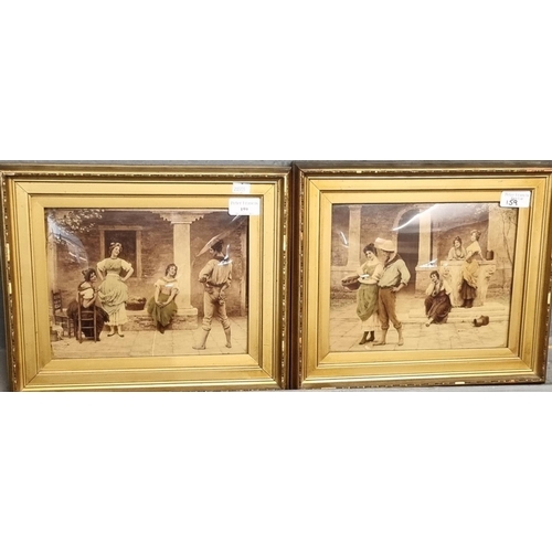 159 - Two convex glass Chrystoleums featuring country folk, gilt frames.  20x25cm approx.  (2)   (B.P. 21%... 