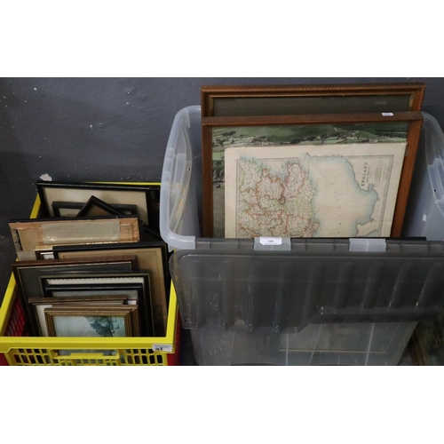 168 - Large collection of assorted furnishing pictures: prints, watercolours, maps etc.   (B.P. 21% + VAT)