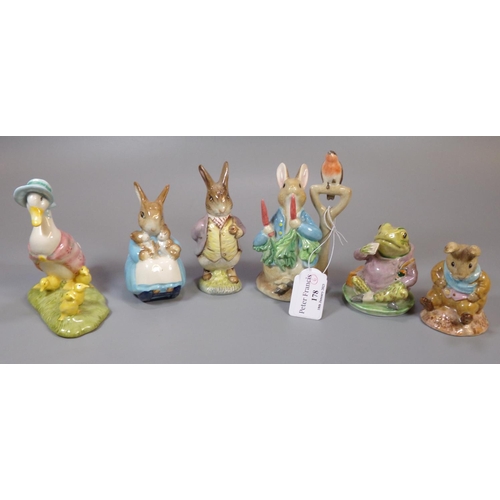 178 - Collection of five Beswick Beatrix Potter bone china figurines, to include: 'Jemima and her Duckling... 