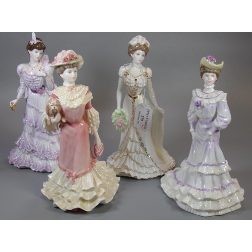 179 - Four Coalport bone china Golden Age figurines, to include: 'Georgina', 'Charlotte'. 'Eugenie' and 'L... 