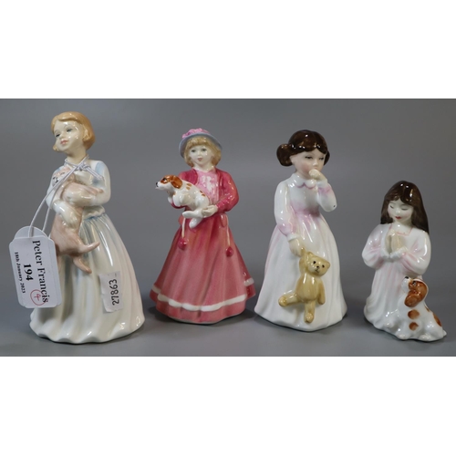 194 - Four Royal Doulton bone china figurines, to include: 'My First Figurine', 'Innocence', 'My First Pet... 