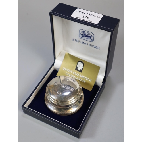 220 - Queen Elizabeth II Golden Jubilee 1952-2002 Sterling silver desk/paperweight in original box.  (B.P.... 