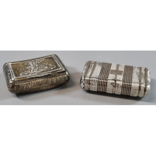 230 - Joseph Willmore, Georgian silver cushion shaped relief decorated and engraved snuff box with shepher... 