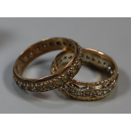 263 - Two 9ct gold rings set with white stones.  Ring size Q&1/2 and N.  Approx weight 6.8 grams.
(B.P. 21... 