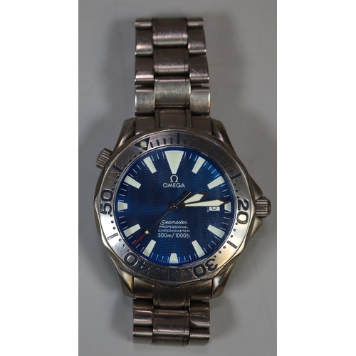 283 - Omega Seamaster Professional Chronometer, 300M/1000 feet titanium gentleman's bracelet automatic wri...