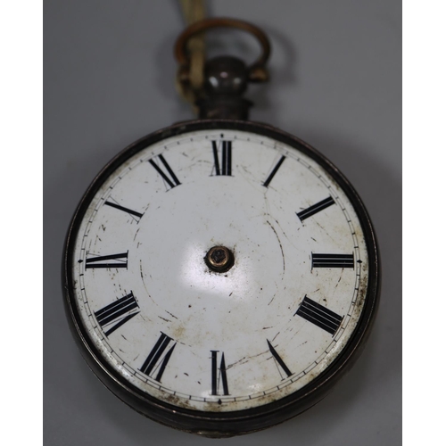 285 - Silver pair cased gentleman's pocket watch, the fussee movement marked 'George Stacey of Worksop' ha... 