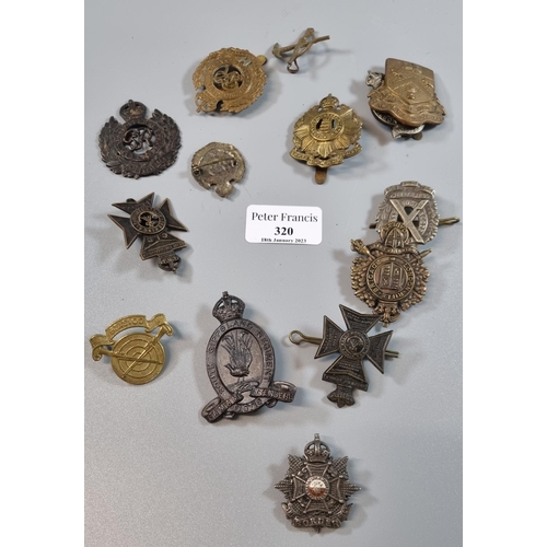 320 - Small collection of British Army cap badges, various.  (B.P. 21% + VAT)