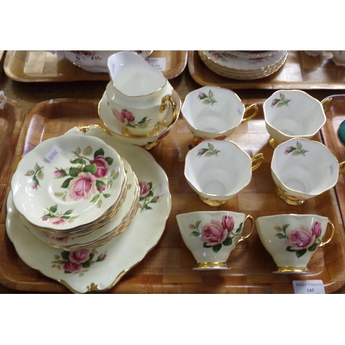 345 - Tray of Royal Albert 'English Beauty' part teaware: six teacups and saucers, six tea plates, sandwic... 