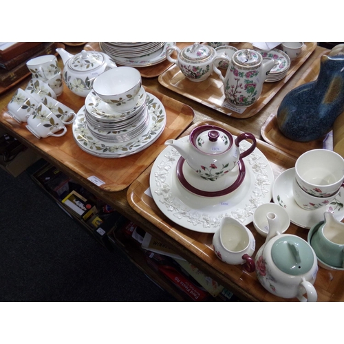 348 - Two trays of assorted china: tray of Wedgwood 'Beaconsfield' teaware, florally decorated with silver... 