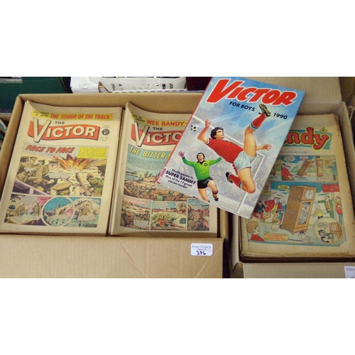 376 - Two boxes of vintage 'The Victor' comics and 'The Dandy' comics from the 1960s and 1970s  (majority ... 