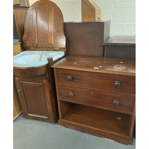 482 - 19th century mahogany straight front chest of two long drawers with under shelf on a projecting base... 