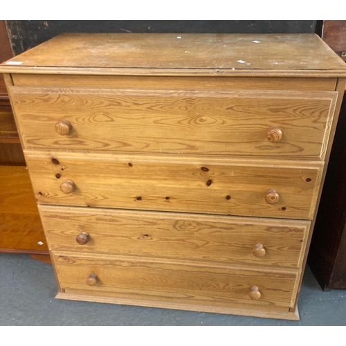 483 - Modern pine straight front bedroom chest of four drawers.  (B.P. 21% + VAT)