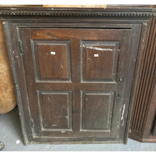 487 - 19th century oak hanging corner cupboard, the single door with four rectangular fielded panels.  (B.... 