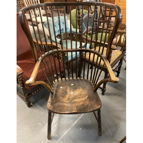 500 - Late 19th early 20th century elm and beech stained spindle Windsor armchair.  Height 115cm approx.  ... 