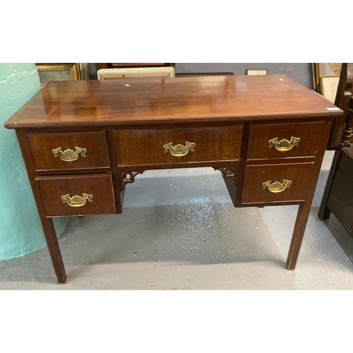 501 - 19th century mahogany knee hole dressing table/desk, having an arrangement of five drawers on square... 