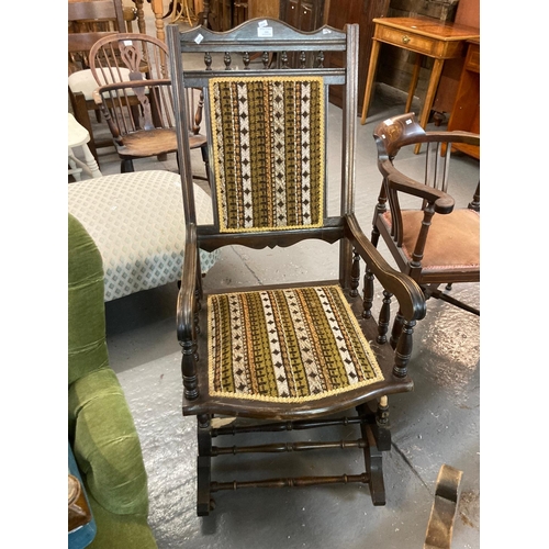 505 - Early 20th century mahogany American spring rocking armchair.  (B.P. 21% + VAT)