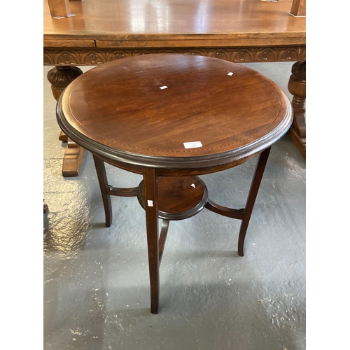 522 - Edwardian mahogany inlaid circular occasional table with under tier.  (B.P. 21% + VAT)