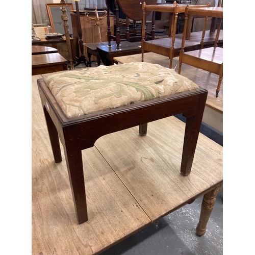 533 - Small mahogany upholstered stool of rectangular form.  (B.P. 21% + VAT)