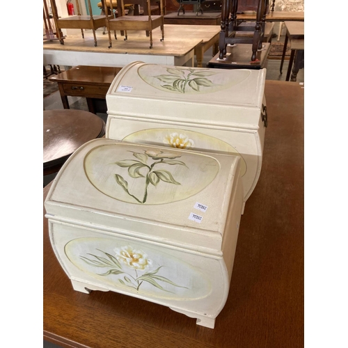 555 - Two modern graduated painted floral chests/boxes.  (2)   (B.P. 21% + VAT)