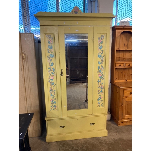 563 - Edwardian painted single door mirrored wardrobe.  (B.P. 21% + VAT)