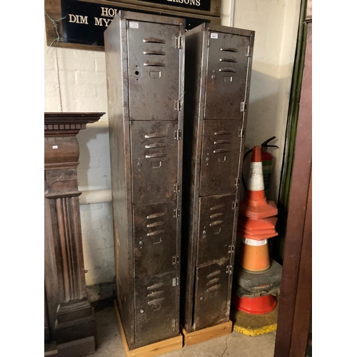 579 - Pair of vintage galvanised school or gym four drawer lockers.  (2)  (B.P. 21% + VAT)