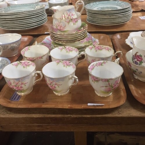 439 - Two trays of china: tray of Royal Albert ‘Blossomtime’  tea ware: six cups and saucers, six square t... 