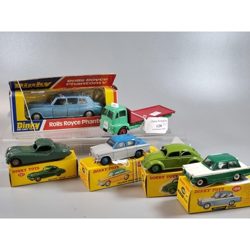 120 - Collection of Dinky toys diecast model vehicles to include: Guy lorry in green and red 432 (unboxed)... 