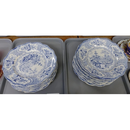 381 - Two trays of blue and white 'Fountain Scenery' dinner plates. (2)
(B.P. 21% + VAT)