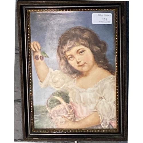 131 - A George Jones porcelain panel painted with young girl with basket of cherries 'en voulez vous', pri... 