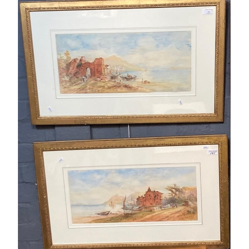 141 - T Mortimer (British late 19th early 20th century), Mediterranean coastal studies, signed.  Watercolo... 