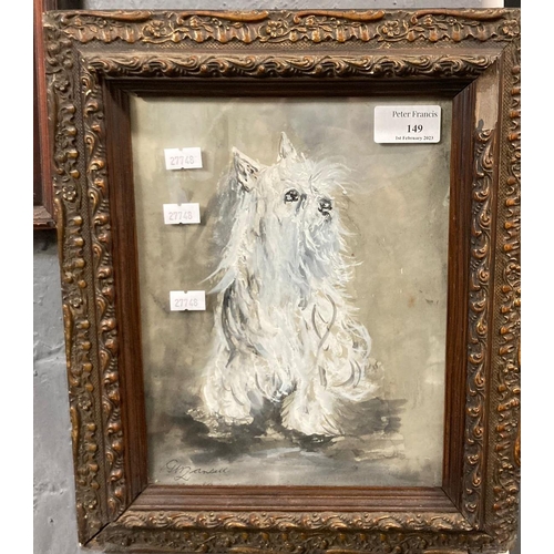 149 - G Mansel, study of a white terrier, signed.  Watercolours.  24x19cm approx.  Framed.  (B.P. 21% + VA... 