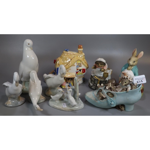 208 - Collection of modern Beatrix Potter composition figurines by Border Fine Arts, together with a Nurse... 