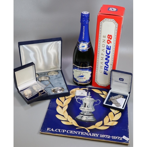 209 - F A Cup Centenary 1872-1972 coin collection together with a bottle Champagne 'France 1998 World Cup'... 