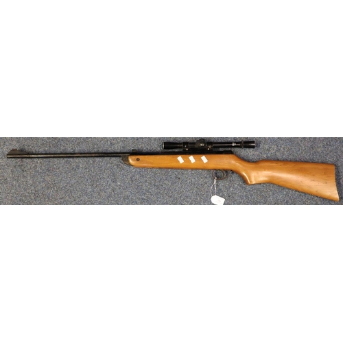 211 - .22 break action air rifle with BSA 4x20 telescopic sight. Over 18s only.
(B.P. 21% + VAT)