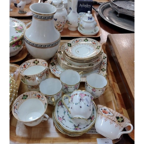 463 - Tray of assorted china to include: floral Japanese coffee ware with coffee cups and saucers, Gladsto... 